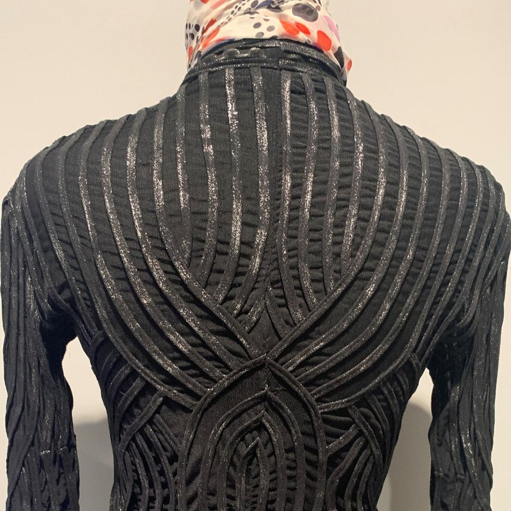 Ladies black & silver fish net zipper top - Picture 4 of 6